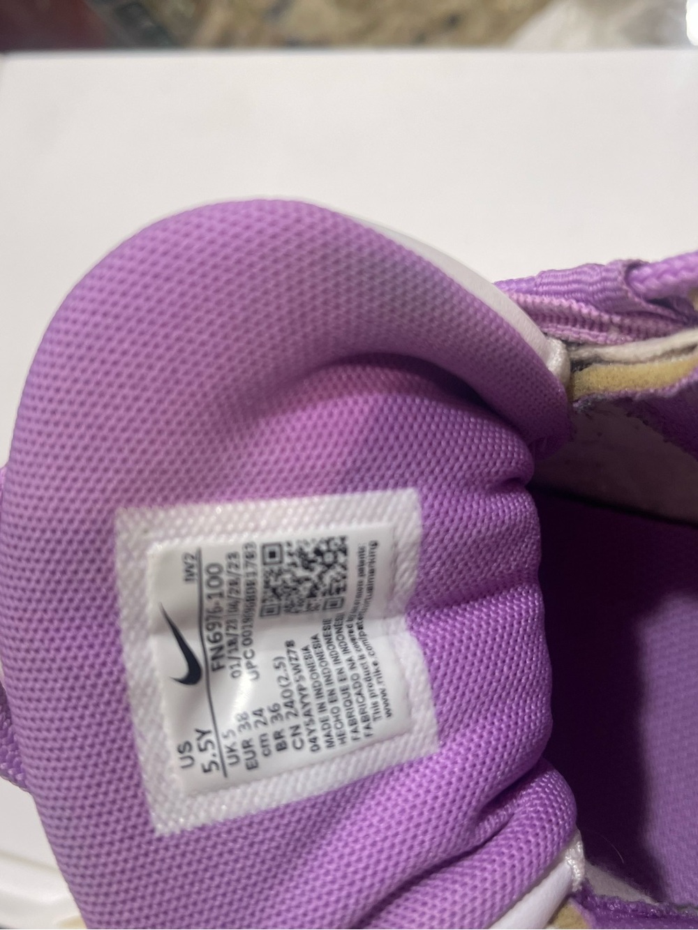 Nike Kids White and Lavender Trail Sneakers - Picture 6 of 6